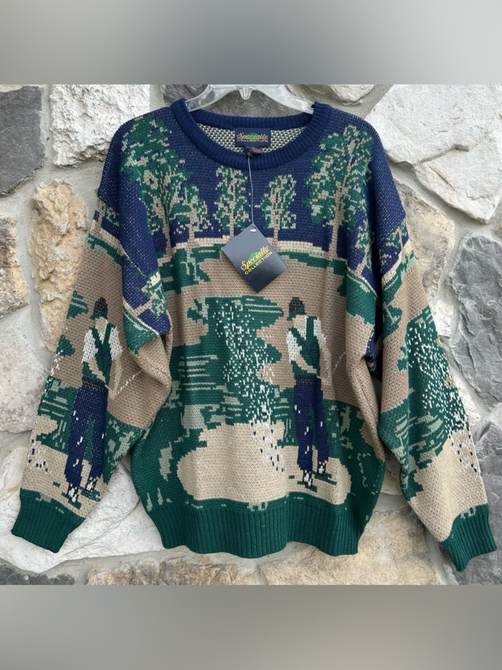 NEW Vintage Golf Sweater Mens Size L Knit Graphic Father's Day 90's Deadstock